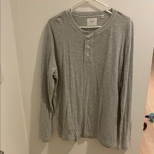 Billy Reid Light Gray Long Sleeve Henley Shirt
